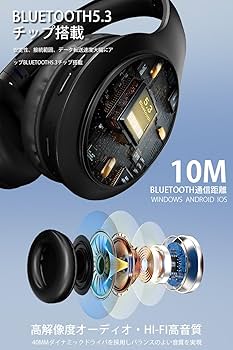 ブラック ワイヤレスヘッドホン 折りたたみ式 Amazon.co.jp: ヘッドホン Bluetooth 5.3 ワイヤレスヘッドホン
